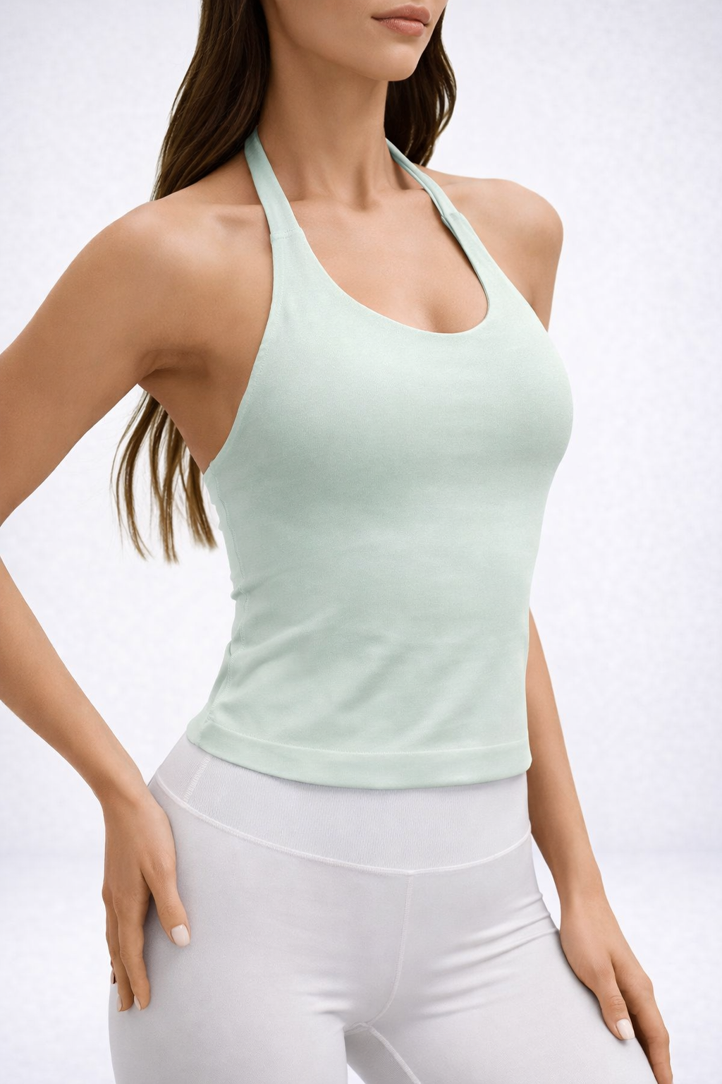 Klosonfy Seamless Longline Tank Top with Built In Bra